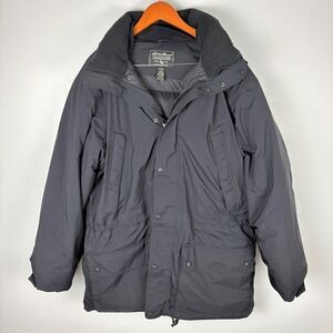 Eddie Bauer Mens Parka Jacket Black Gore Tex Down Filled L G